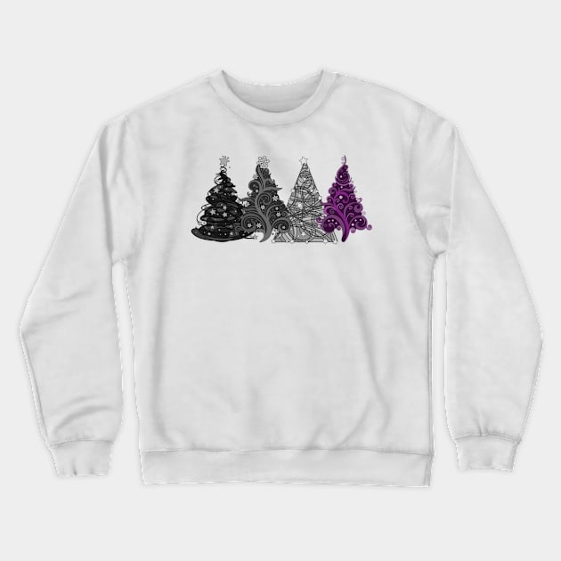 Row of Four Asexual Pride Flag Christmas Trees Vector Crewneck Sweatshirt by LiveLoudGraphics